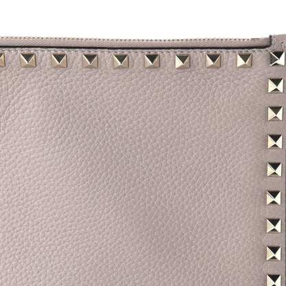 Valentino Garavani Pebbled Calfskin Large Rockstud Zip Pouch Poudre 9 of 9