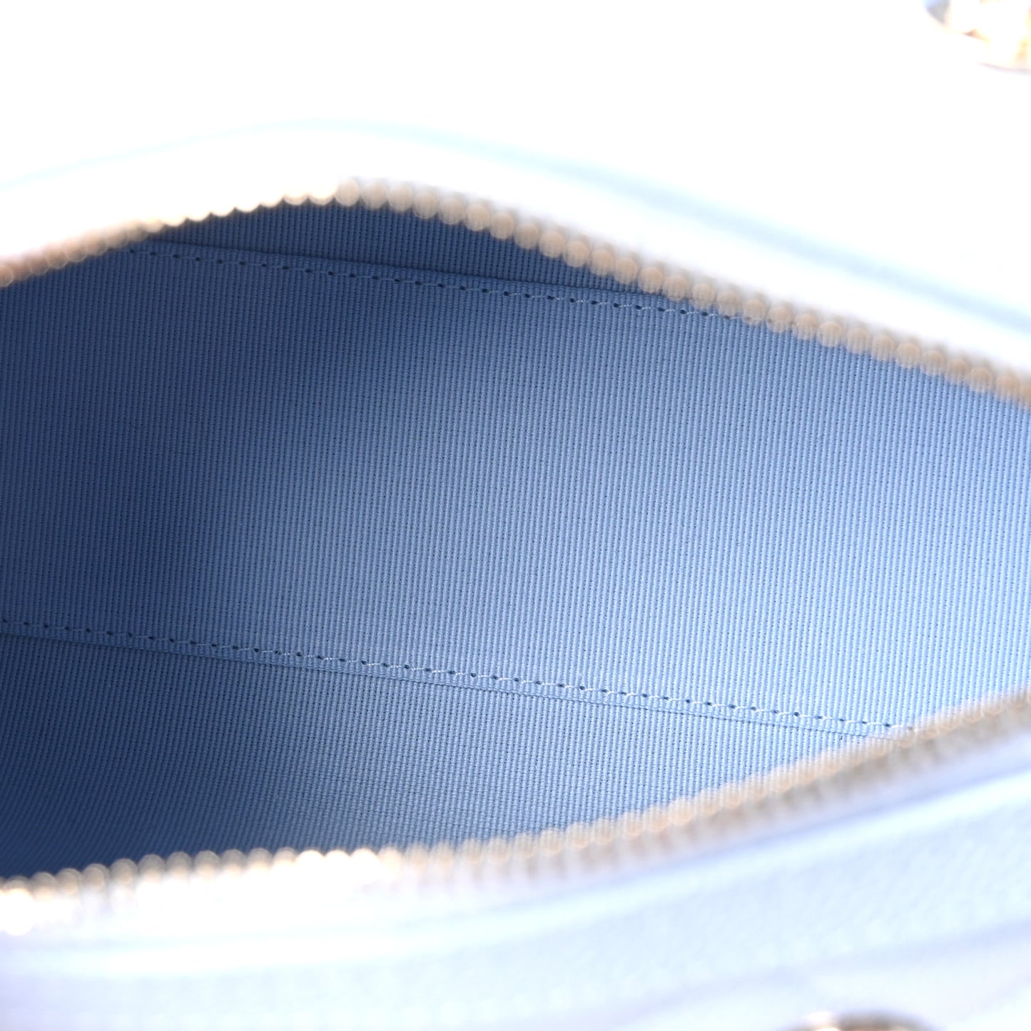 Caviar Quilted Barrel Clutch With Chain Light Blue
