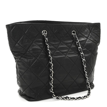 Chanel Calfskin Quilted In The Business North South Tote Black Black 3 of 9