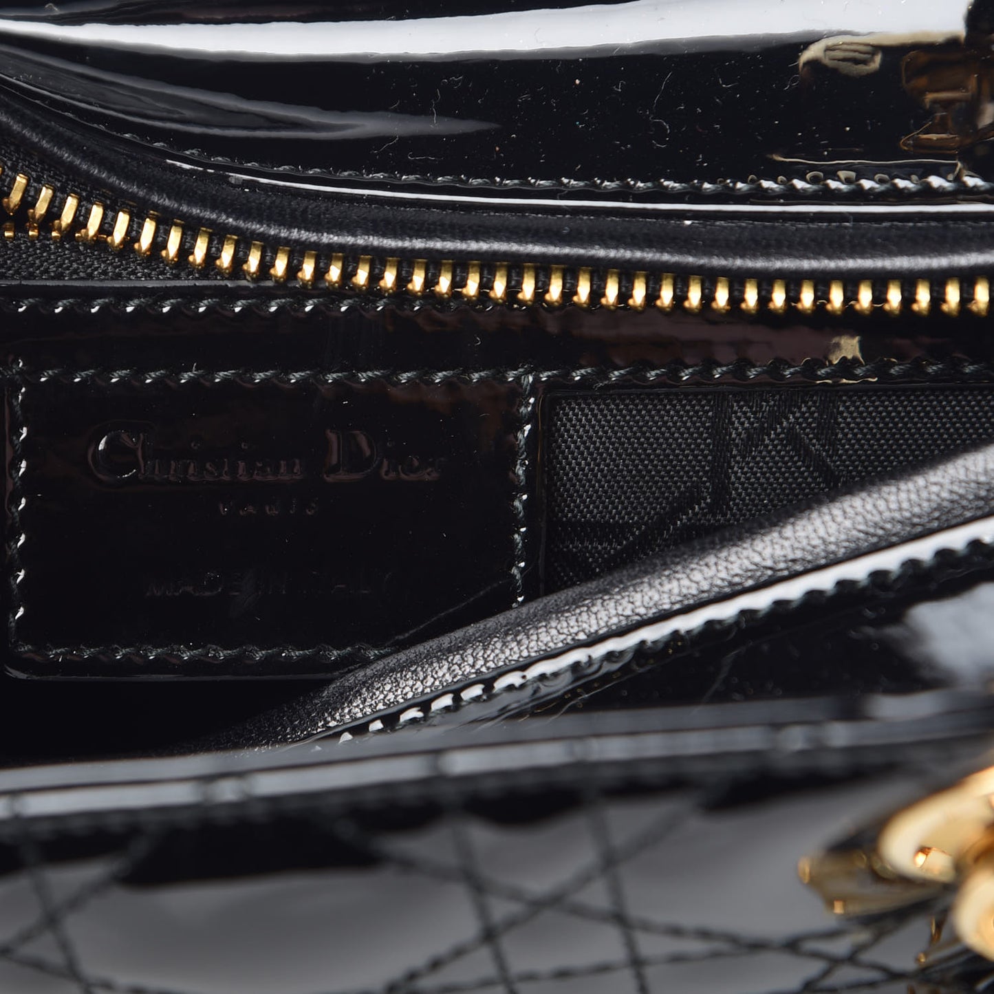 Patent Cannage Medium Lady Dior Black