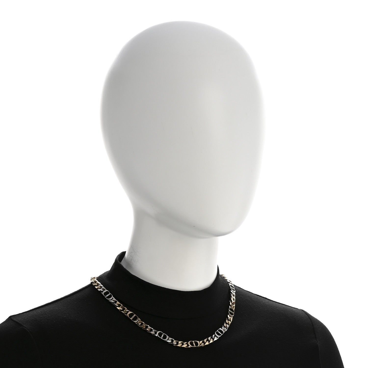 Christian Dior Brass CD Icon Thin Chain Link Necklace Silver Gold 2 of 7