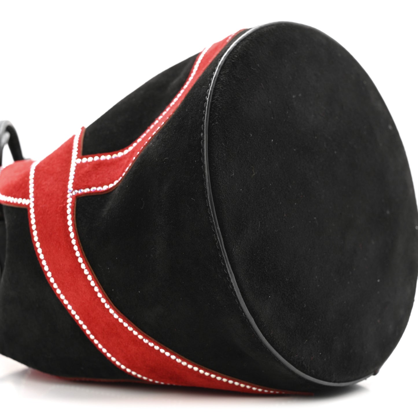 Suede Strass Love Marie Jane Bucket Black Red