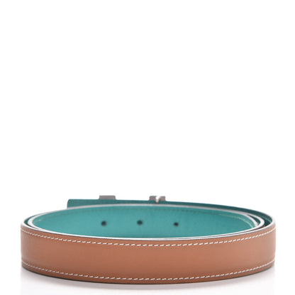 Hermes Swift Epsom 24mm H Belt 85 Gold Bleu Paon 12 of 19