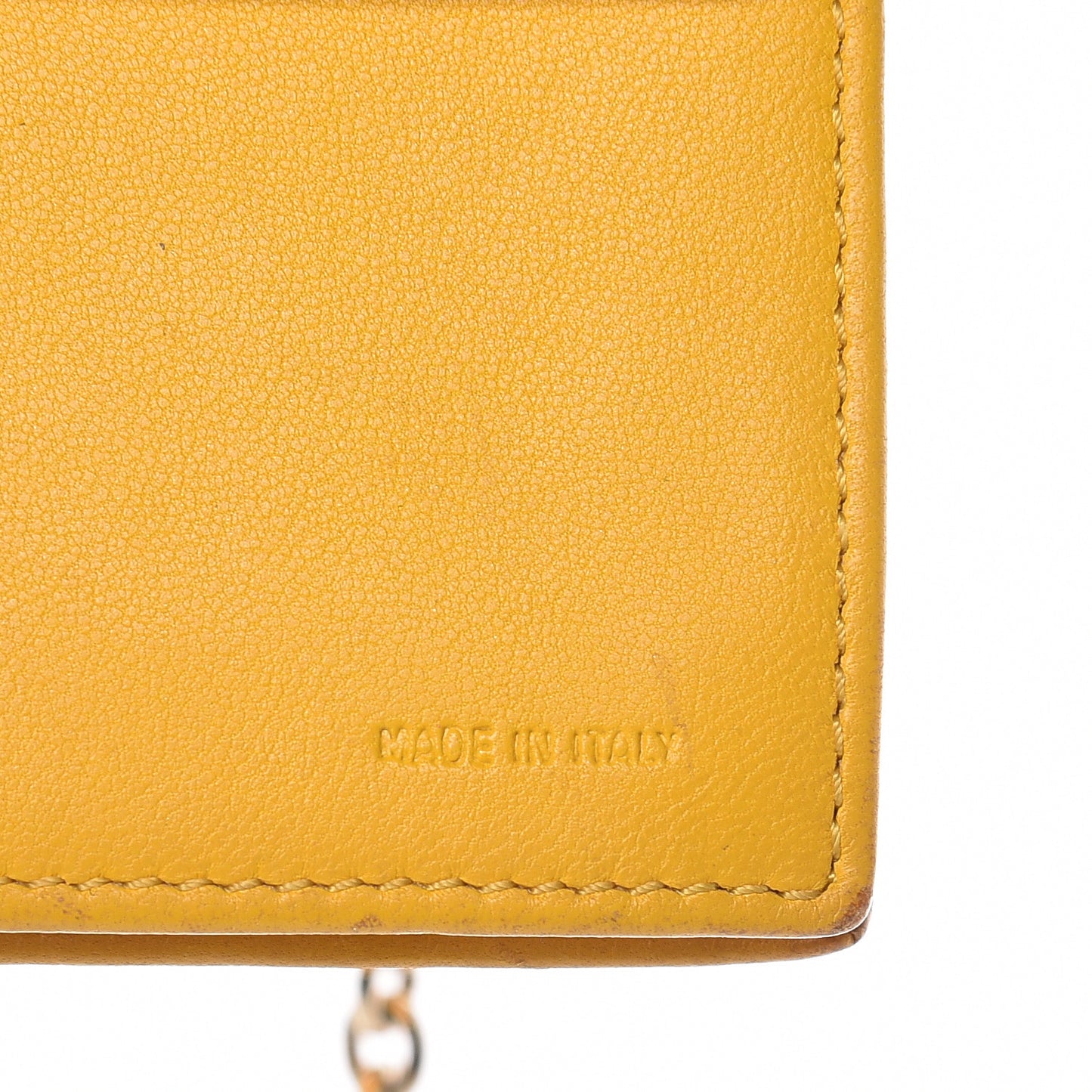 Nappa Logo Embossed Long Wallet On Chain Lemon Giallo