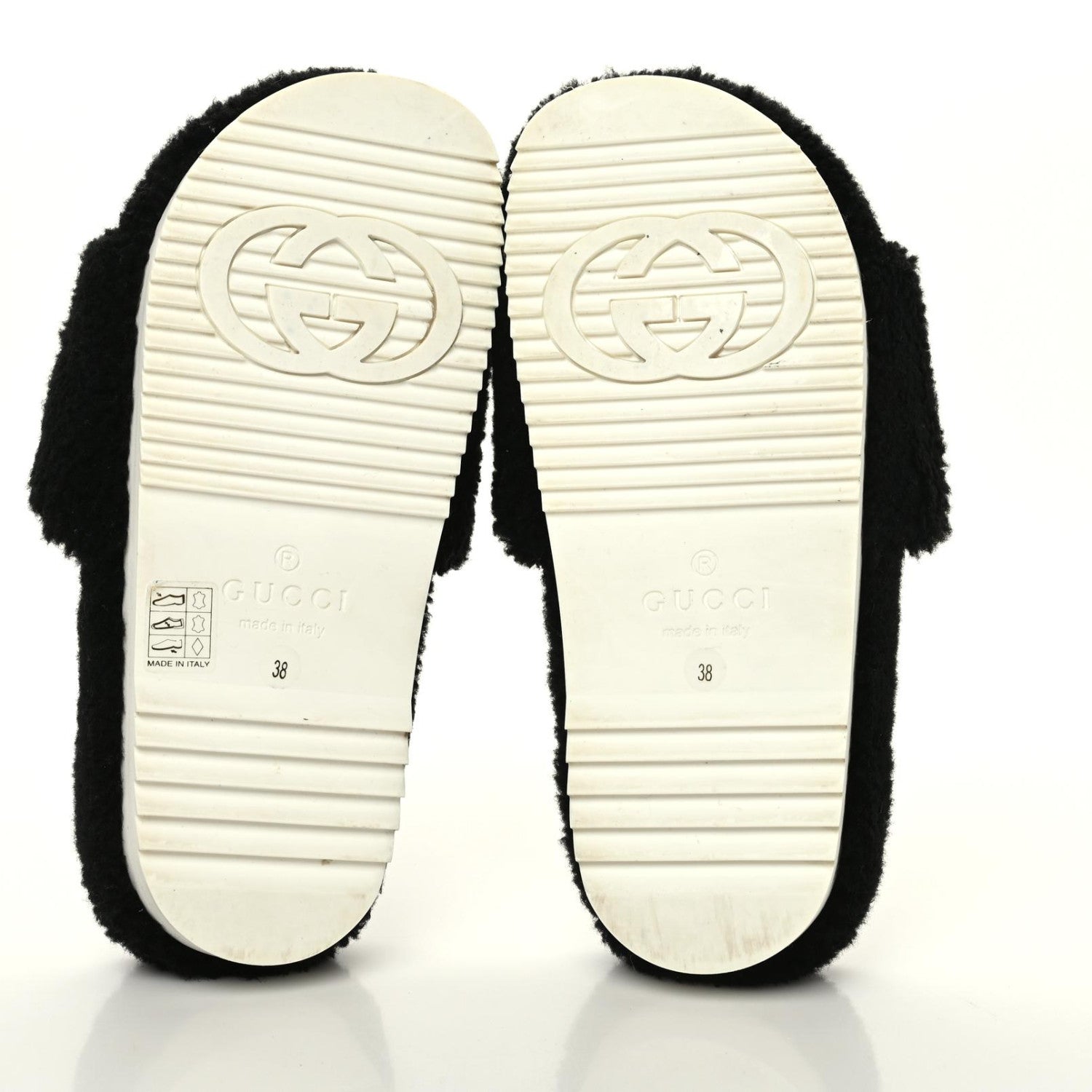 Gucci Shearling Womens Eileen Slide Sandals 38 Black Butterscotch 5 of 7