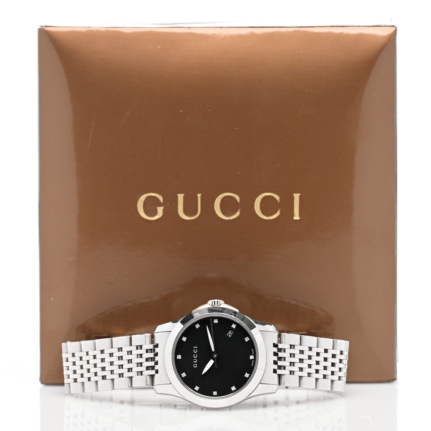 Gucci Stainless Steel Diamond 27mm G-Timeless Quartz Watch Black 5 of 5