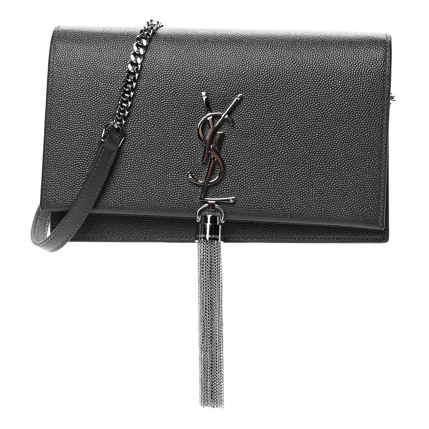 Saint Laurent Grain De Poudre Classic Monogram Kate Tassel Chain Wallet Grey 1 of 4