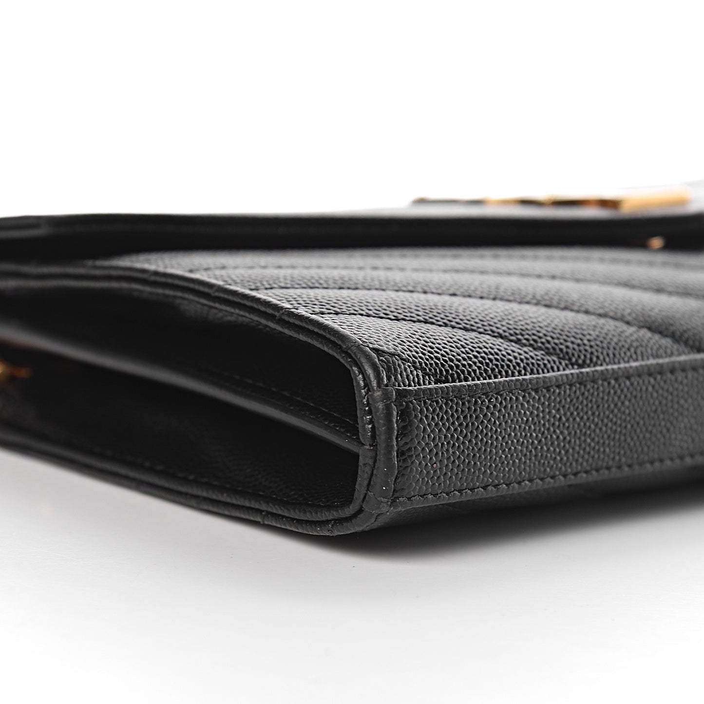 Grain De Poudre Matelasse Chevron Monogram Chain Wallet Black