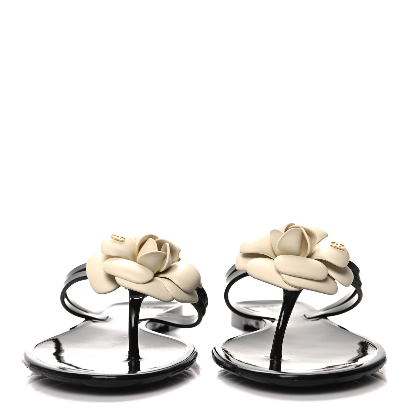 Jelly Camellia Thong Sandals 39 Black Ivory