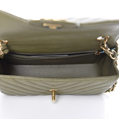 Chanel Calfskin Chevron Quilted Mini Rectangular Flap Khaki 5 of 10