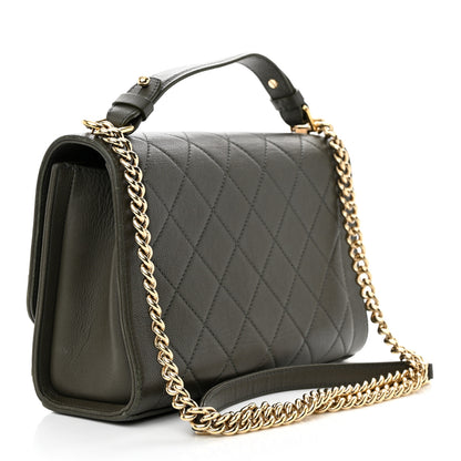 Chanel Grained Calfskin Quilted Medium Label Click Flap Bag Khaki 3 of 14