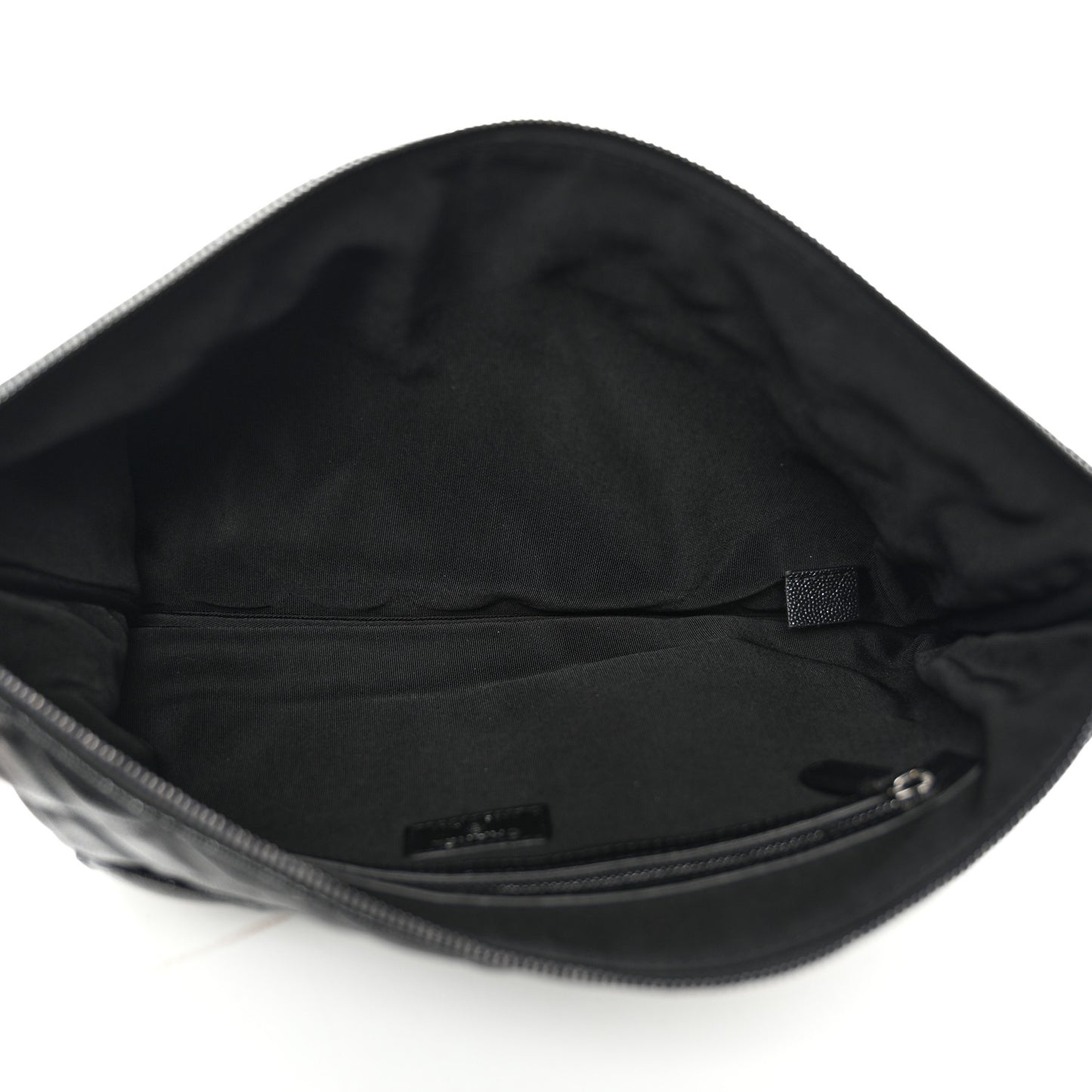 Iridescent Caviar Quilted Large Cosmetic Case Black