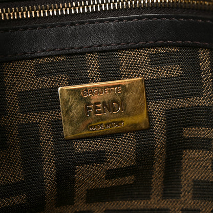 Fendi Fabric Jacquard FF 1974 Large Baguette Tobacco Moro Giallo Fluo 6 of 11