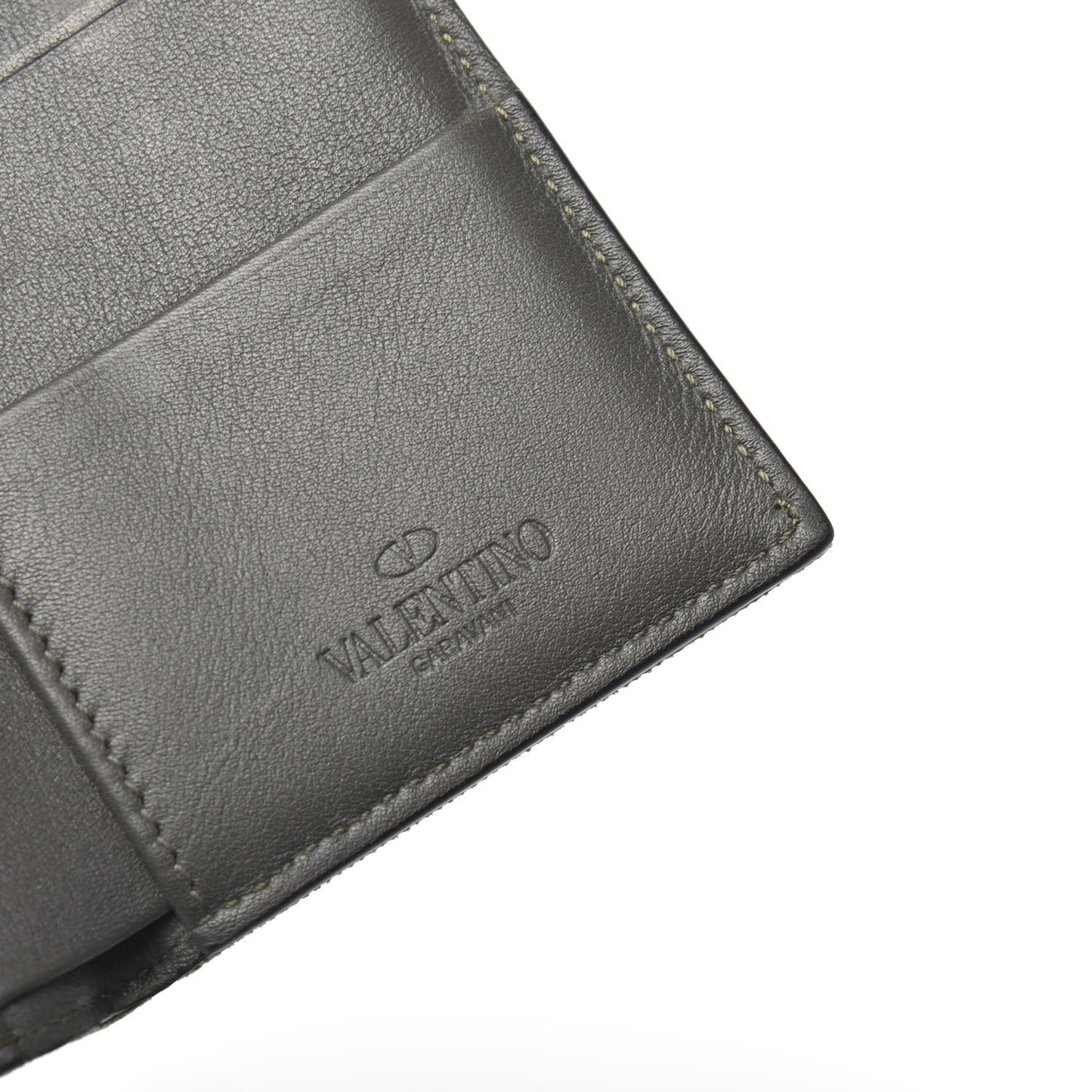 Canvas Rockstud VLTN Bi-Fold Wallet Olive