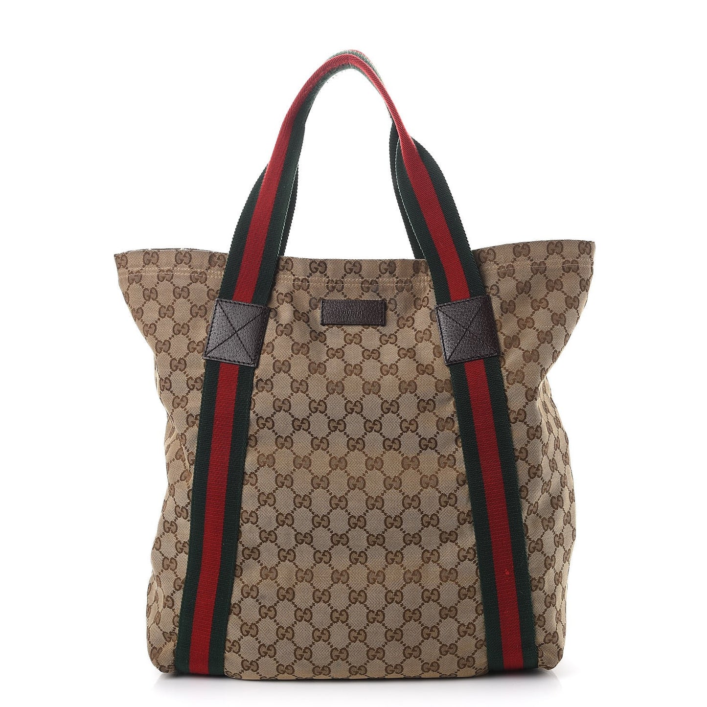 GG Monogram Medium Web Handle Vertical Tote Bag Dark Brown