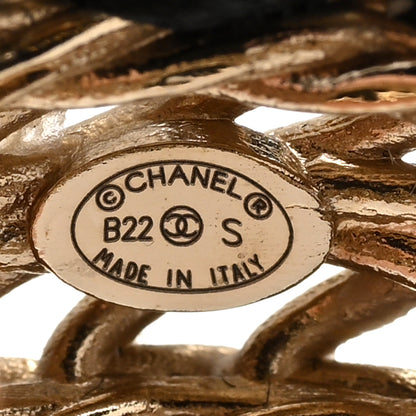 Chanel Metal Crystal Lambskin CC Ring 49 5 Gold Black 4 of 5