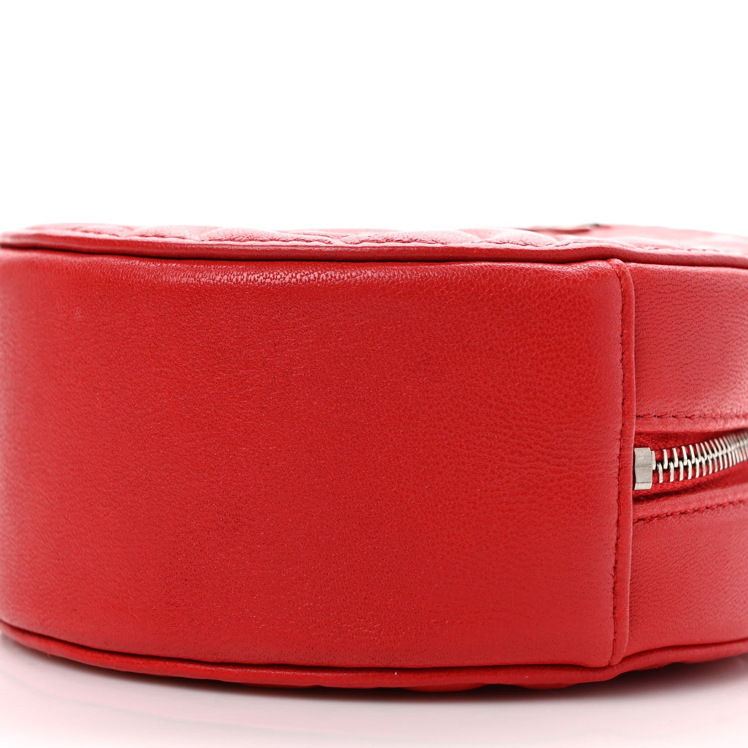 Chanel Lambskin Camellia Quilted Round Clutch With Chain Red 9 of 9