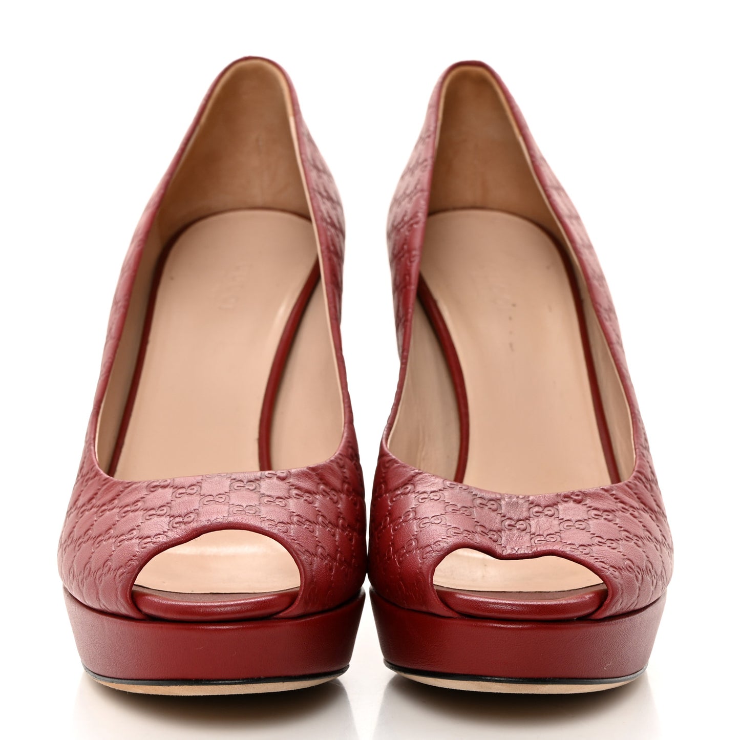 Soft Guccissima GG Peep Toe Heels 41 Red