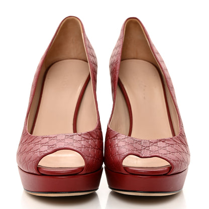 Gucci Soft Guccissima GG Peep Toe Heels 41 Red 2 of 8