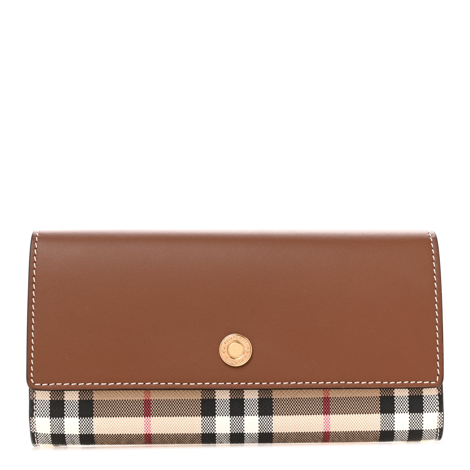Burberry Vintage Check Grain Calfskin Halton Wallet Tan 1 of 7
