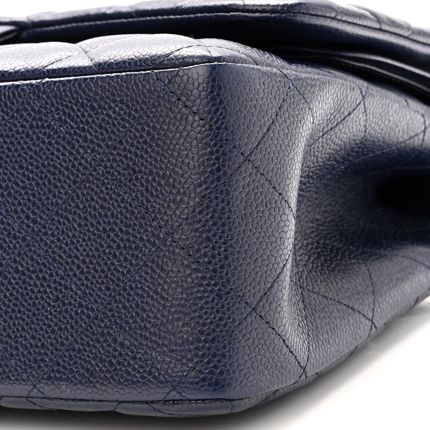 Caviar Quilted Jumbo Double Flap Navy Blue