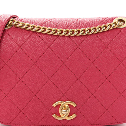 Chanel Caviar Diamond Stitched CC Medium Flap Bag Dark Pink 8 of 11