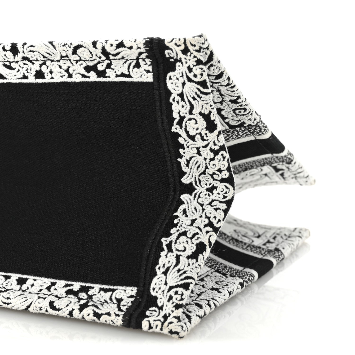 Christian Dior Canvas Embroidered Medium Ornamental Cornely Effect Book Tote Black White 9 of 9