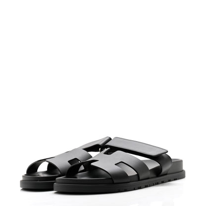 Hermes Calfskin Womens Chypre Sandals 39 Black 3 of 9