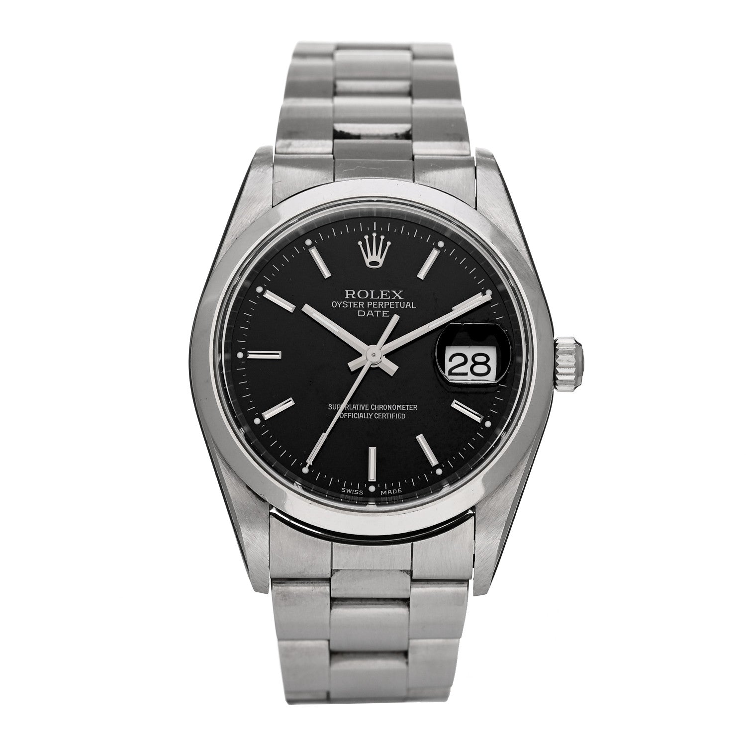 Rolex Stainless Steel 34mm Oyster Perpetual Date Watch Black 15200 1 of 4