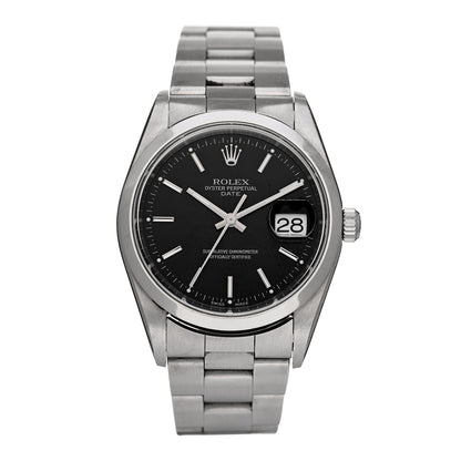 Rolex Stainless Steel 34mm Oyster Perpetual Date Watch Black 15200 1 of 4