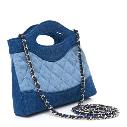 Chanel Denim Quilted Nano 31 Shopping Bag Light Blue Dark Blue 3 of 10