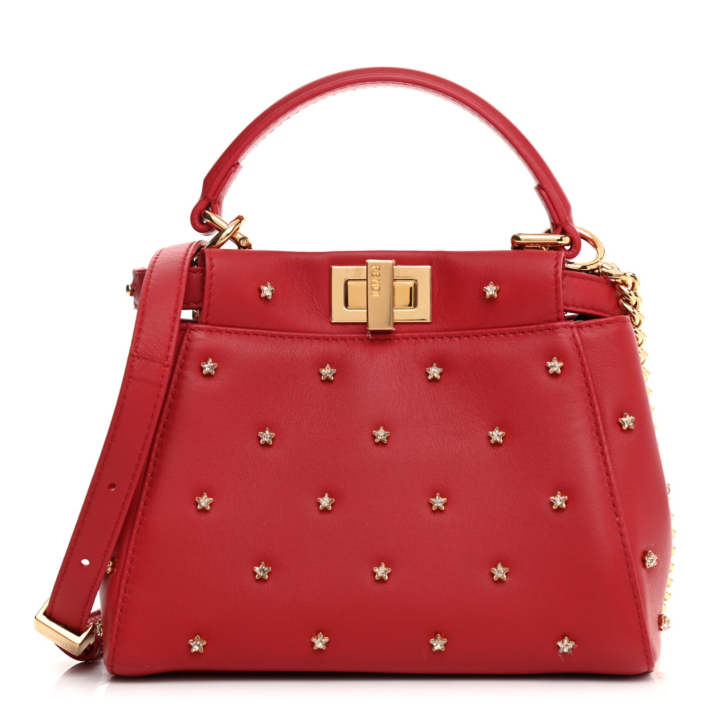 Nappa Crystal Stars Studded XS Peekaboo Iconic Satchel Fragola