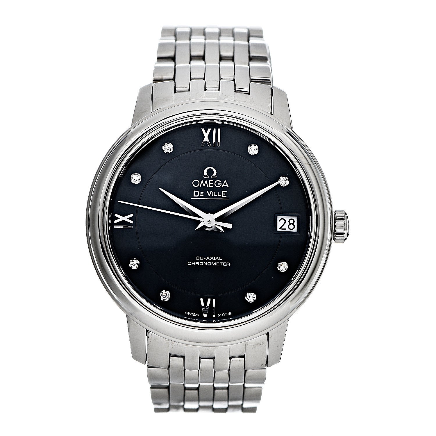 Omega Stainless Steel Diamond 32.7mm De Ville Co-Axil Chronometer Automatic Watch Blue 424.10.33.20.53.001 1 of 8