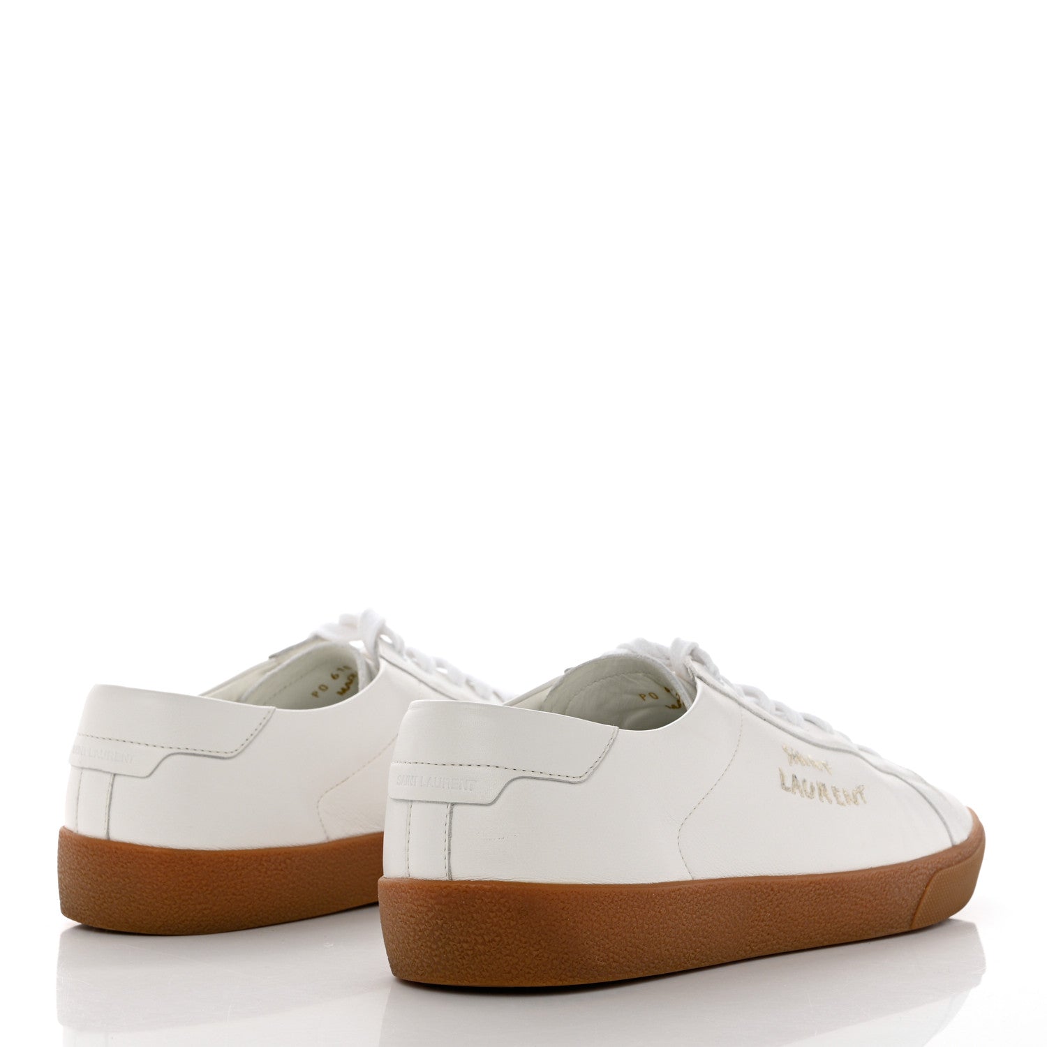 Saint Laurent Calfskin Embroidered Mens Court Classic Sneakers 44 White 4 of 11