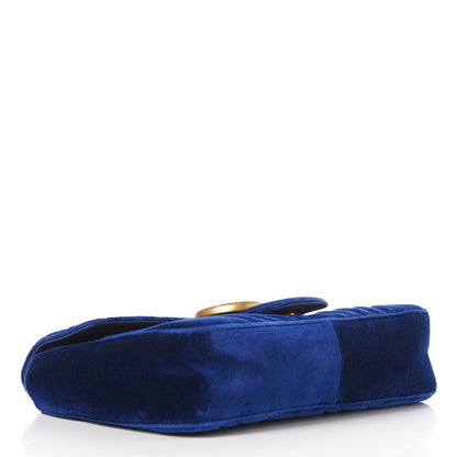 Gucci Velvet Matelasse Medium GG Marmont Shoulder Bag Cobalt Blue 4 of 11