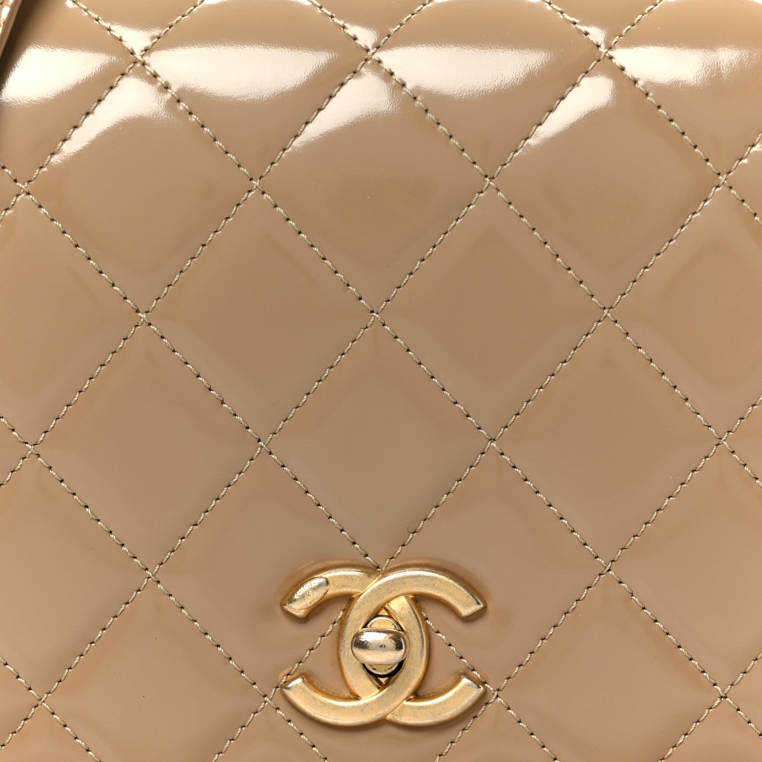 Chanel Shiny Calfskin Quilted Suede Goatskin Mini Messenger Beige 9 of 11