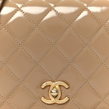 Chanel Shiny Calfskin Quilted Suede Goatskin Mini Messenger Beige 9 of 11