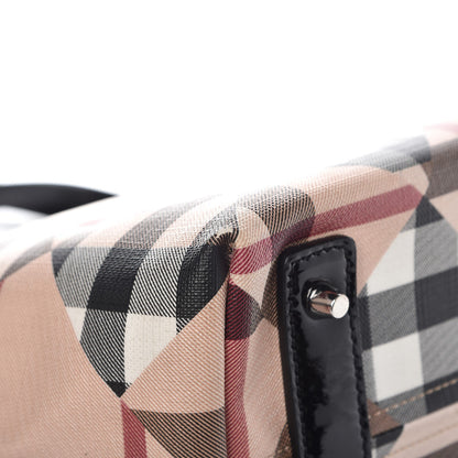 Burberry Patent Trim Patchwork Check Small Tote Black 14 of 16