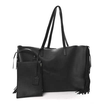 Saint Laurent Calfskin Large Fringe Shopping Tote Black 3 of 13