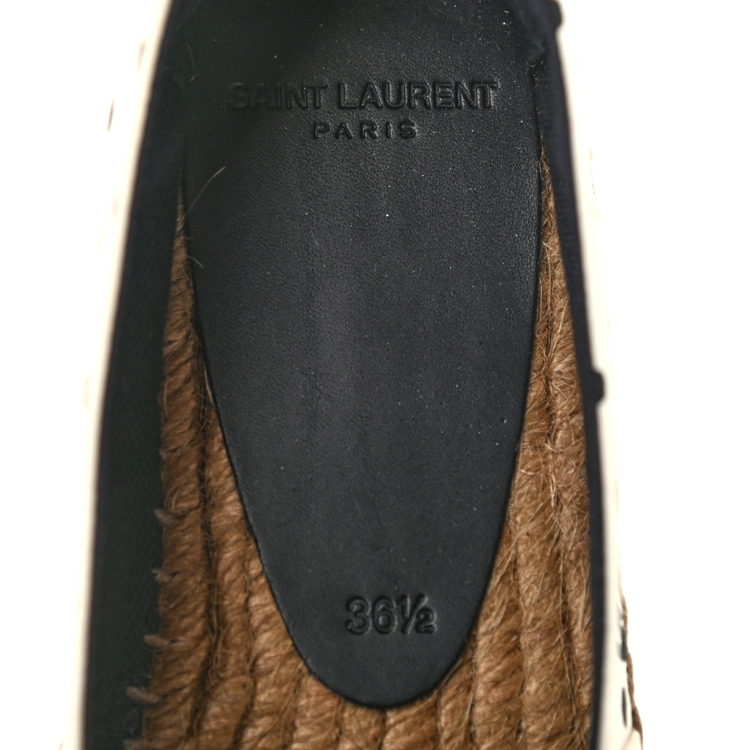 Saint Laurent Canvas Nappa Polka Dot Elba Light Logo Embroidered Espadrilles 36.5 Cream Black 7 of 9