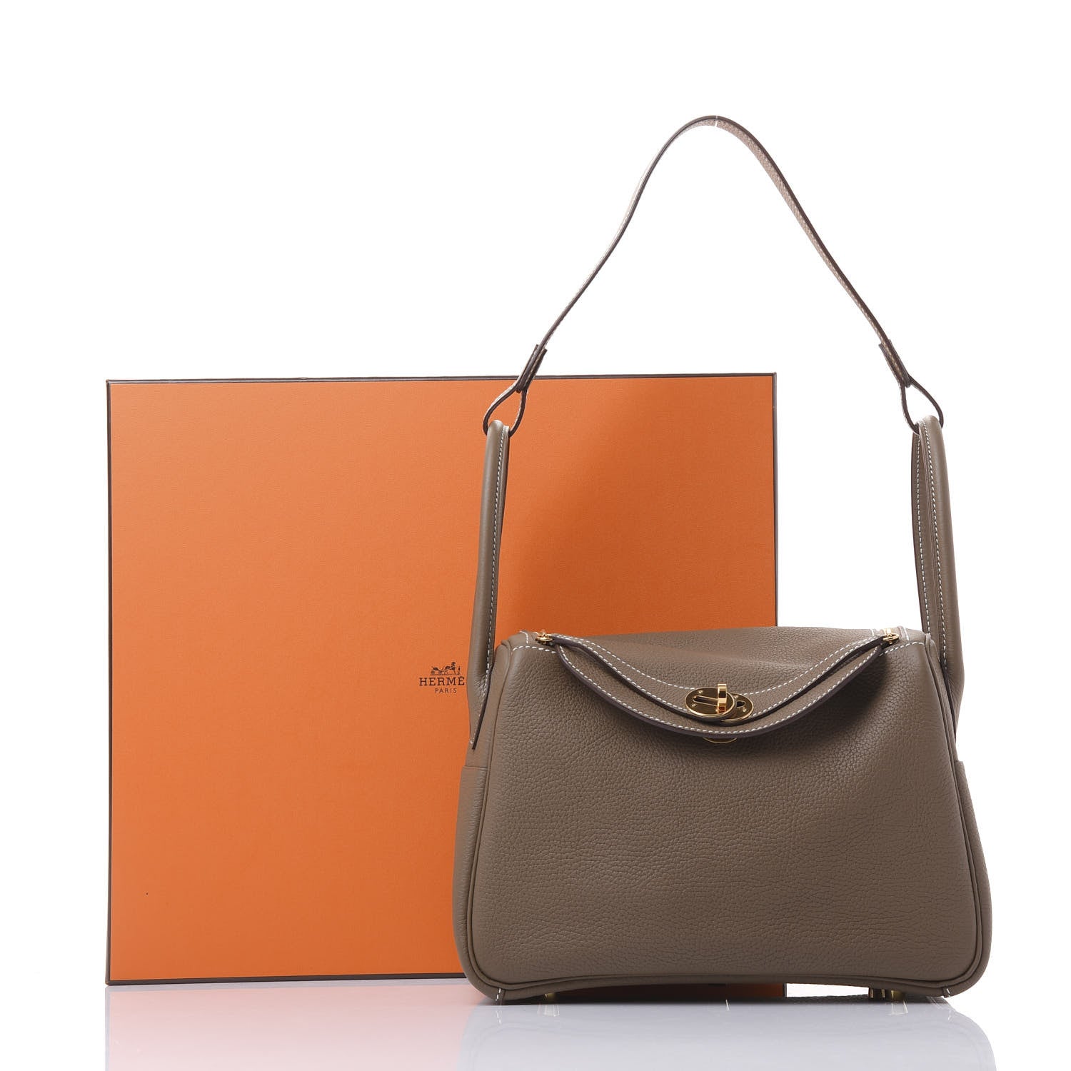 Hermes Taurillon Clemence Lindy 26 Etoupe 9 of 9
