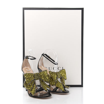 Gucci Patent Crystal Removable Bow Sandals 37 Black 8 of 8