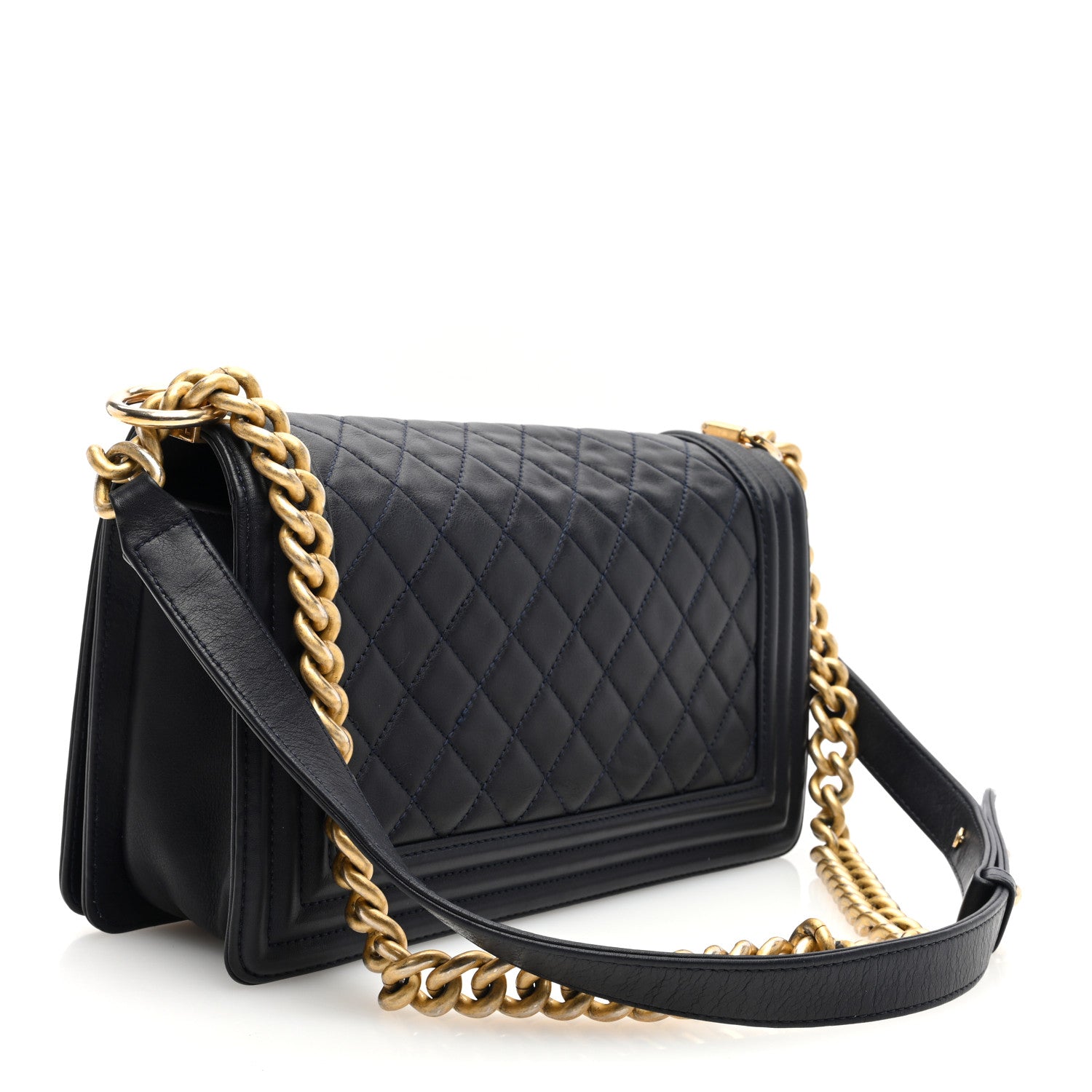 Chanel Lambskin Quilted Medium Boy Flap Dark Navy 3 of 10