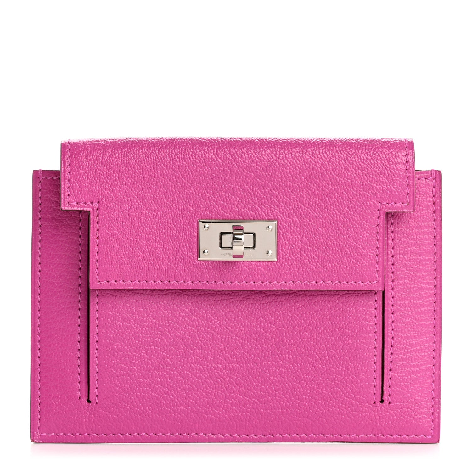 Hermes Chevre Mysore Kelly Pocket Compact Wallet Rose Pourpre 1 of 11