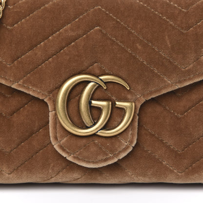 Gucci Velvet Matelasse GG Marmont Chain Wallet Taupe 11 of 11