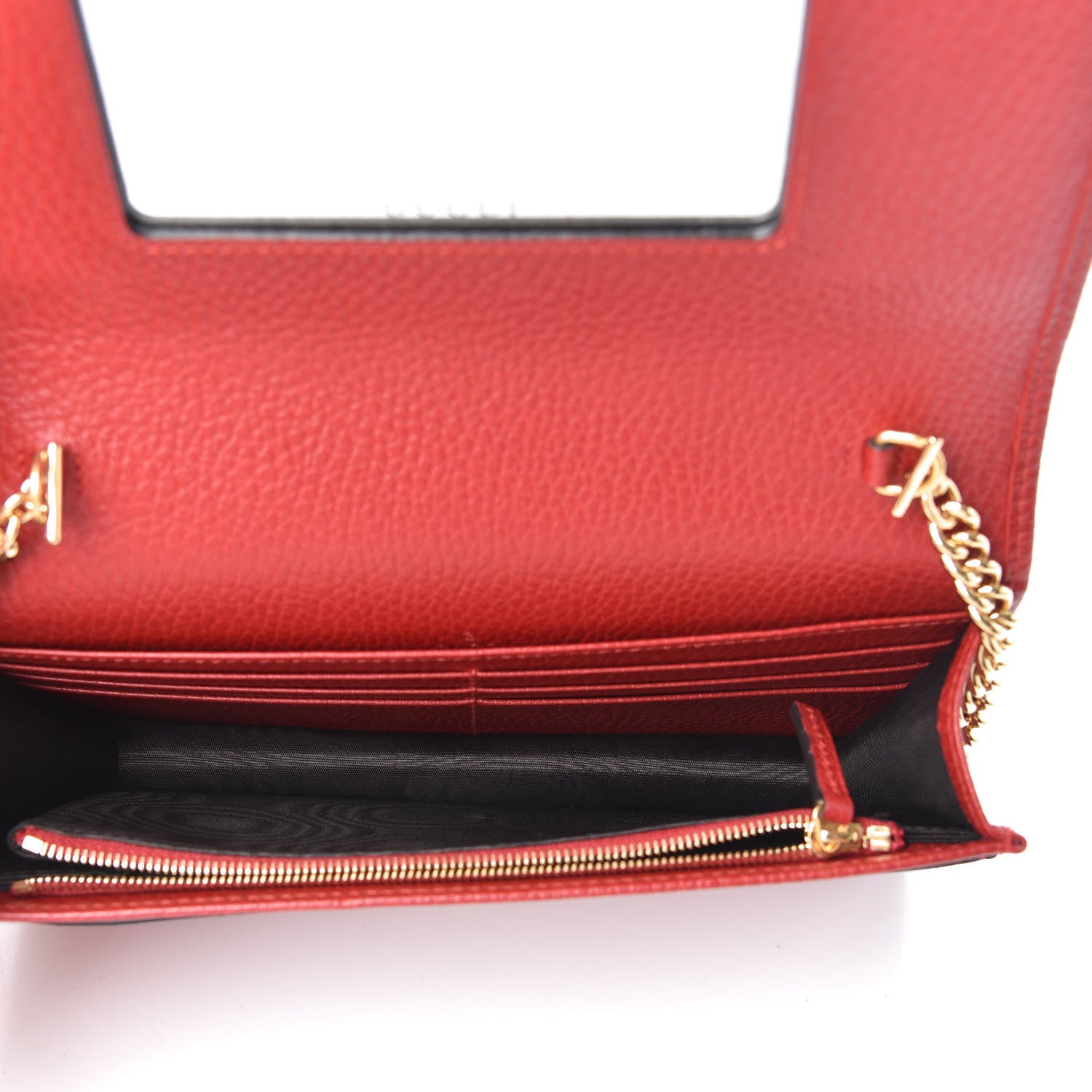 Gucci Dollar Calfskin Mini GG Marmont Chain Wallet Hibiscus Red 5 of 8