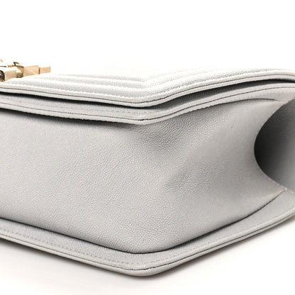 Chanel Caviar Quilted Medium Boy Flap Light Grey 10 of 10