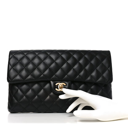 Chanel Lambskin Quilted Flap Clutch Black 2 of 10