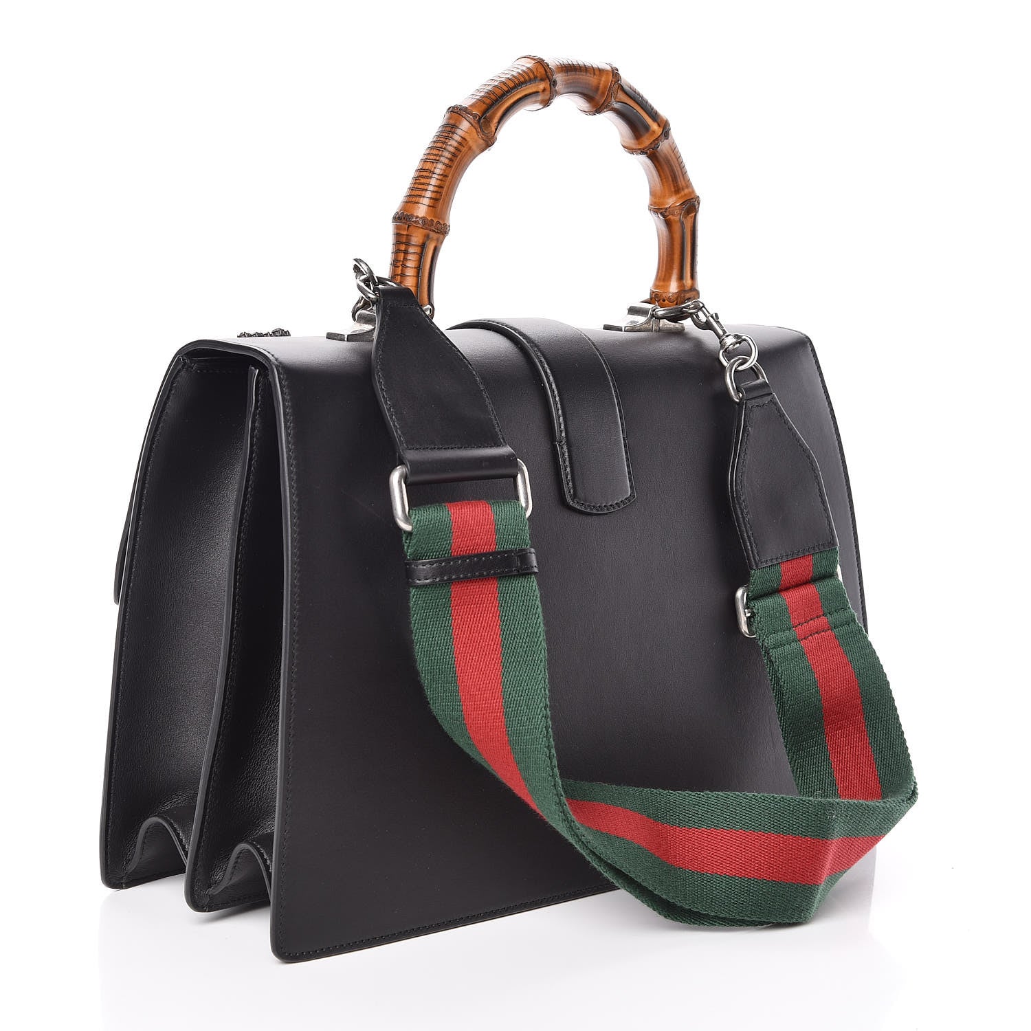 Gucci Moon Calfskin Web Crystal Flowers Large Dionysus Bamboo Top Handle Bag Black Multicolor 3 of 10