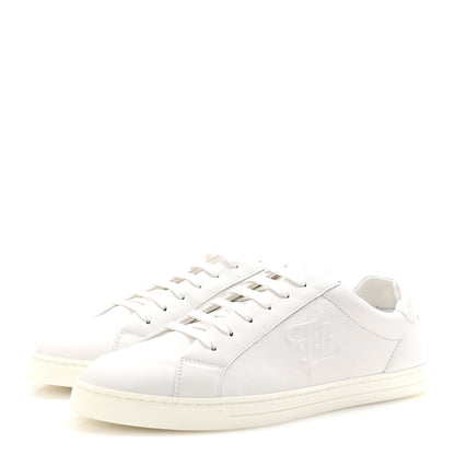 Fendi Vitello Karligraphy Embossed Low Top Sneakers 9 White 4 of 10